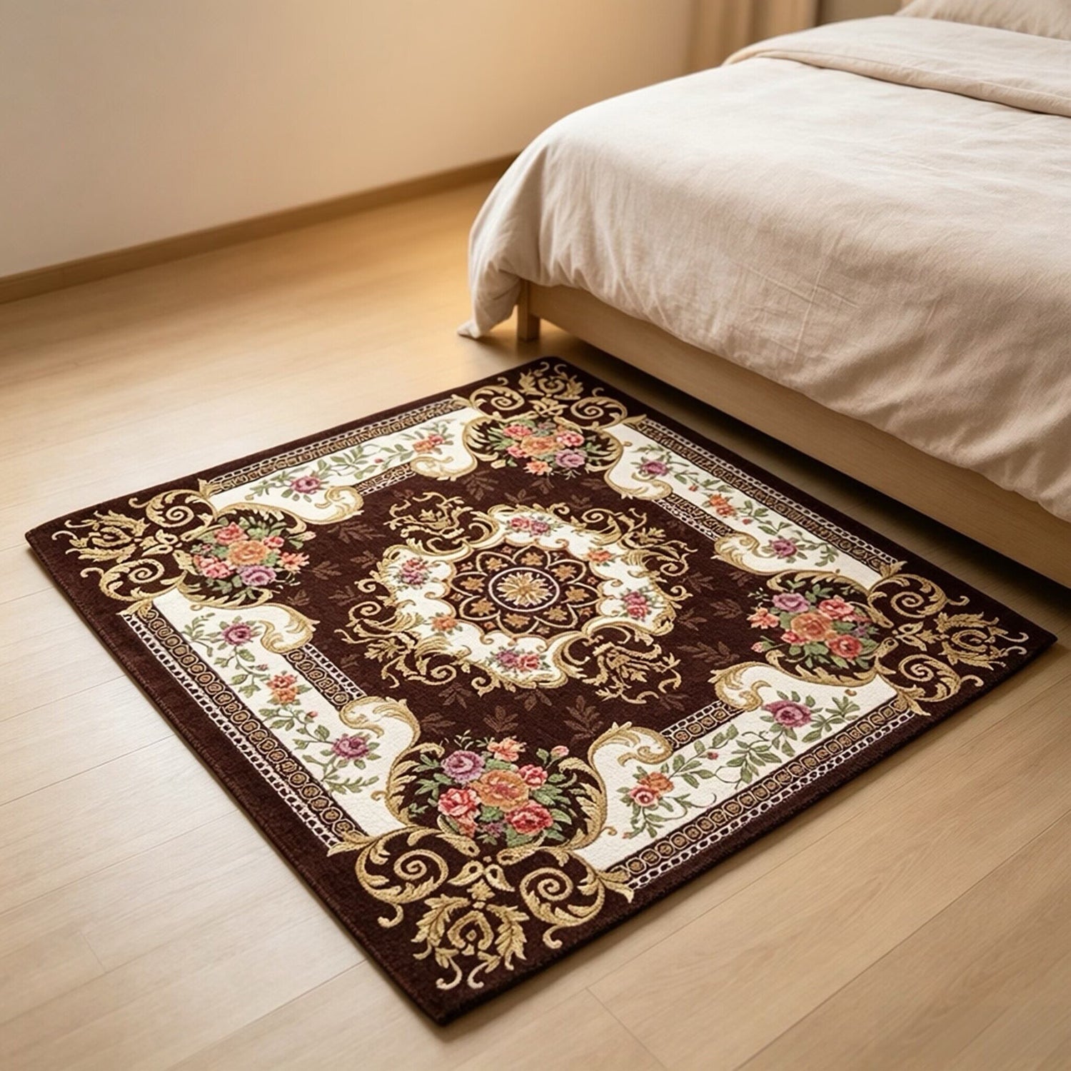1pc Classic Maison Style Européen Style Vintage Style Tapis motif floral