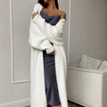 Faux femmes Mink Fur Long Knit Cardigan