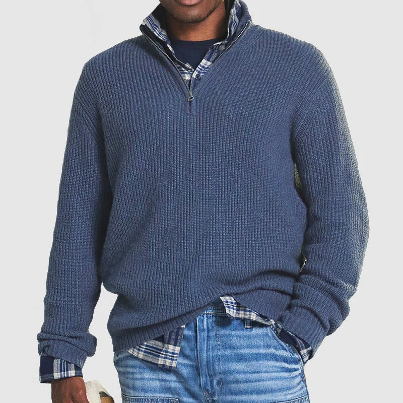Commerce extérieur Hommes Affaires Casual Loose Zip Collar Sweater