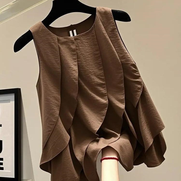 Blouse sans manches volante pour femmes
