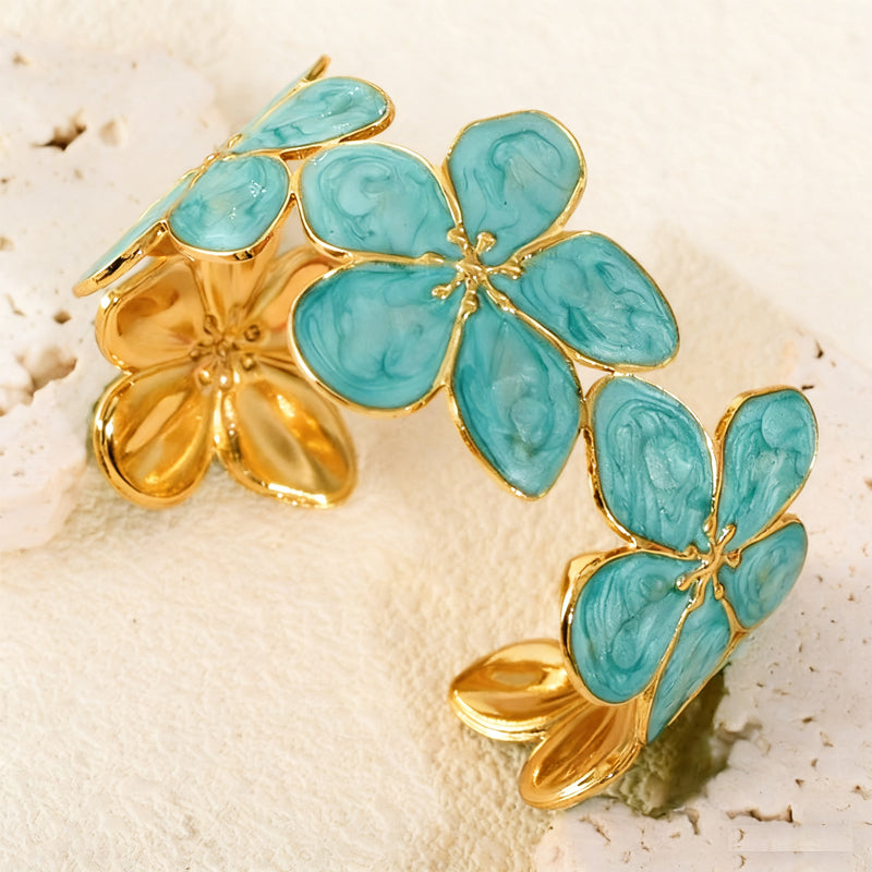 Femmes Enamel Fleur Claw Clip Gold Metal Grosses Pinces de requin floral Multi Couleur Jaw Cla