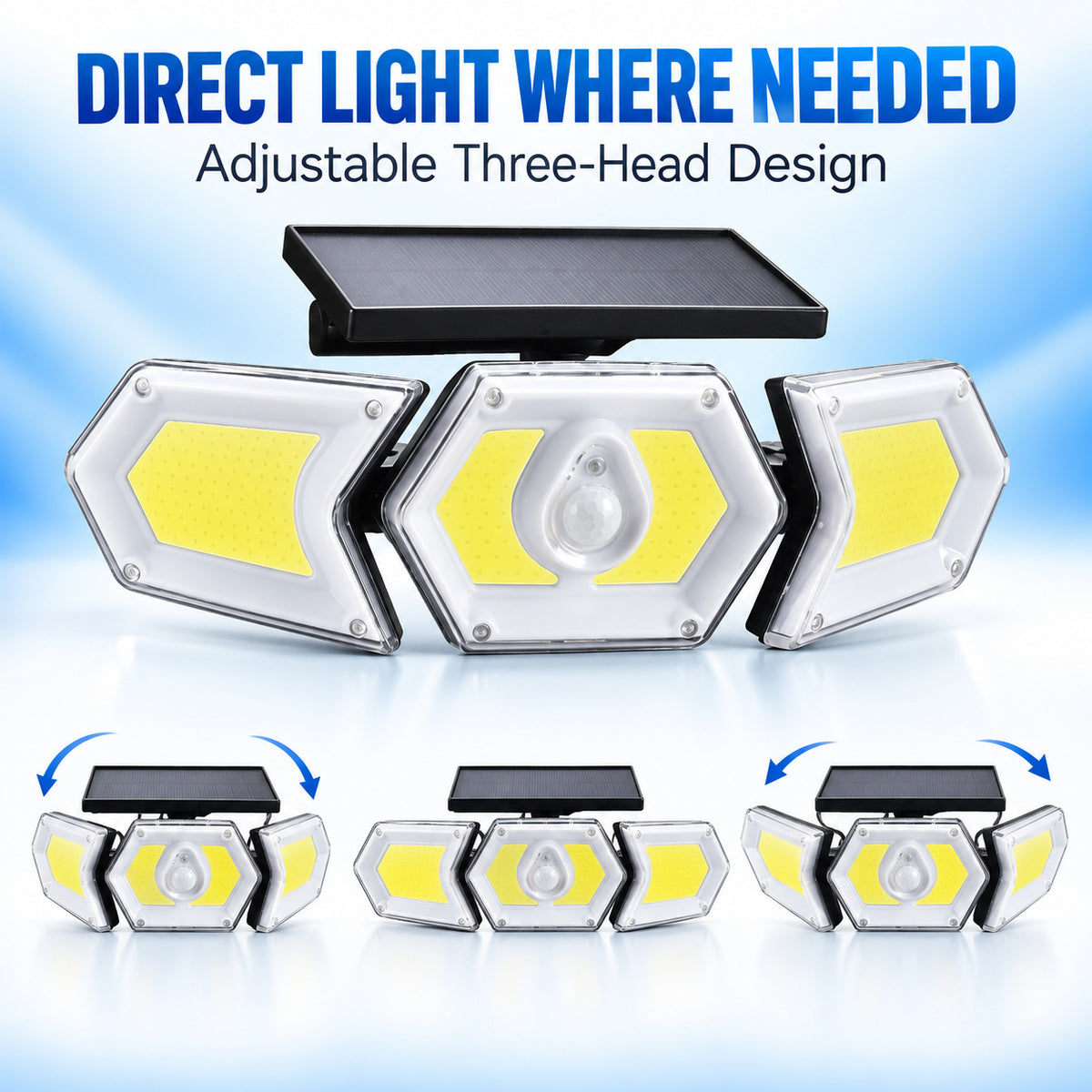 Capteur de mouvement rechargeable solaire COB LED lampe de travail 1200mAh pour auto W774B Batterie
