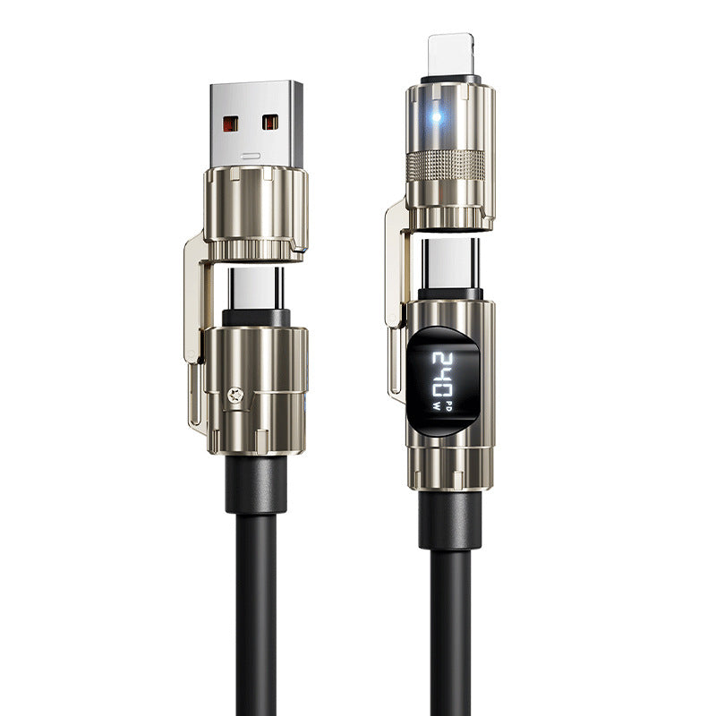 Cable de données en silicone Super Fast Charge 240W en alliage d'or