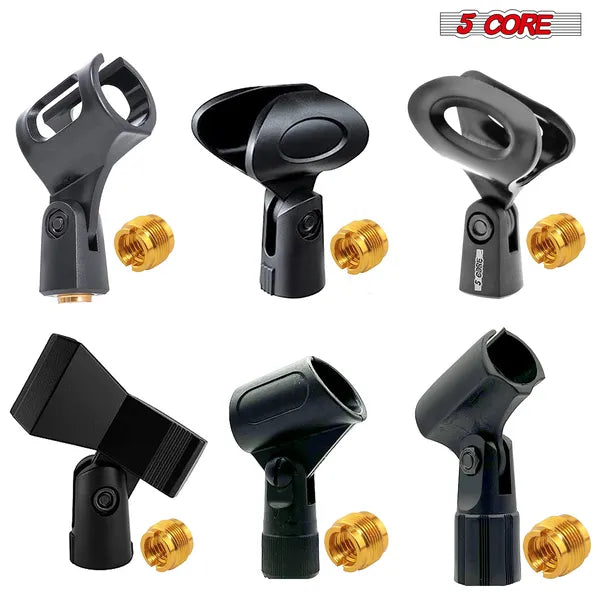 Support à clips 5 microphones de base 6 pièces Multi Pack avec adaptateurs à vis 5/8 à 3/8 pouce