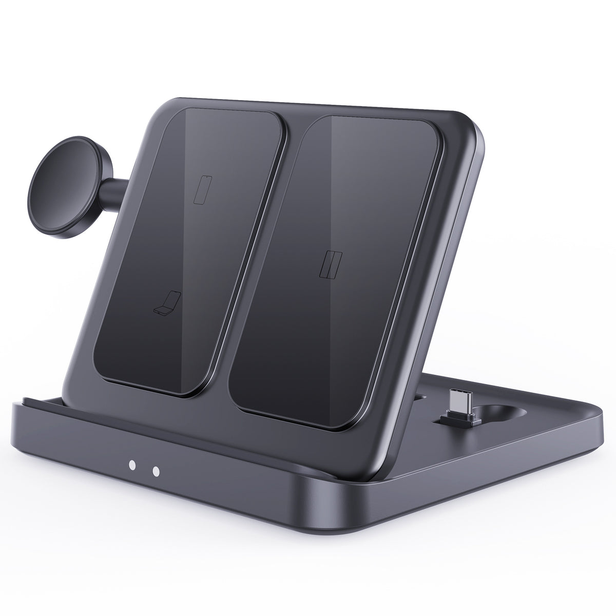 Support de bureau pliable pour chargeur sans fil trois en un