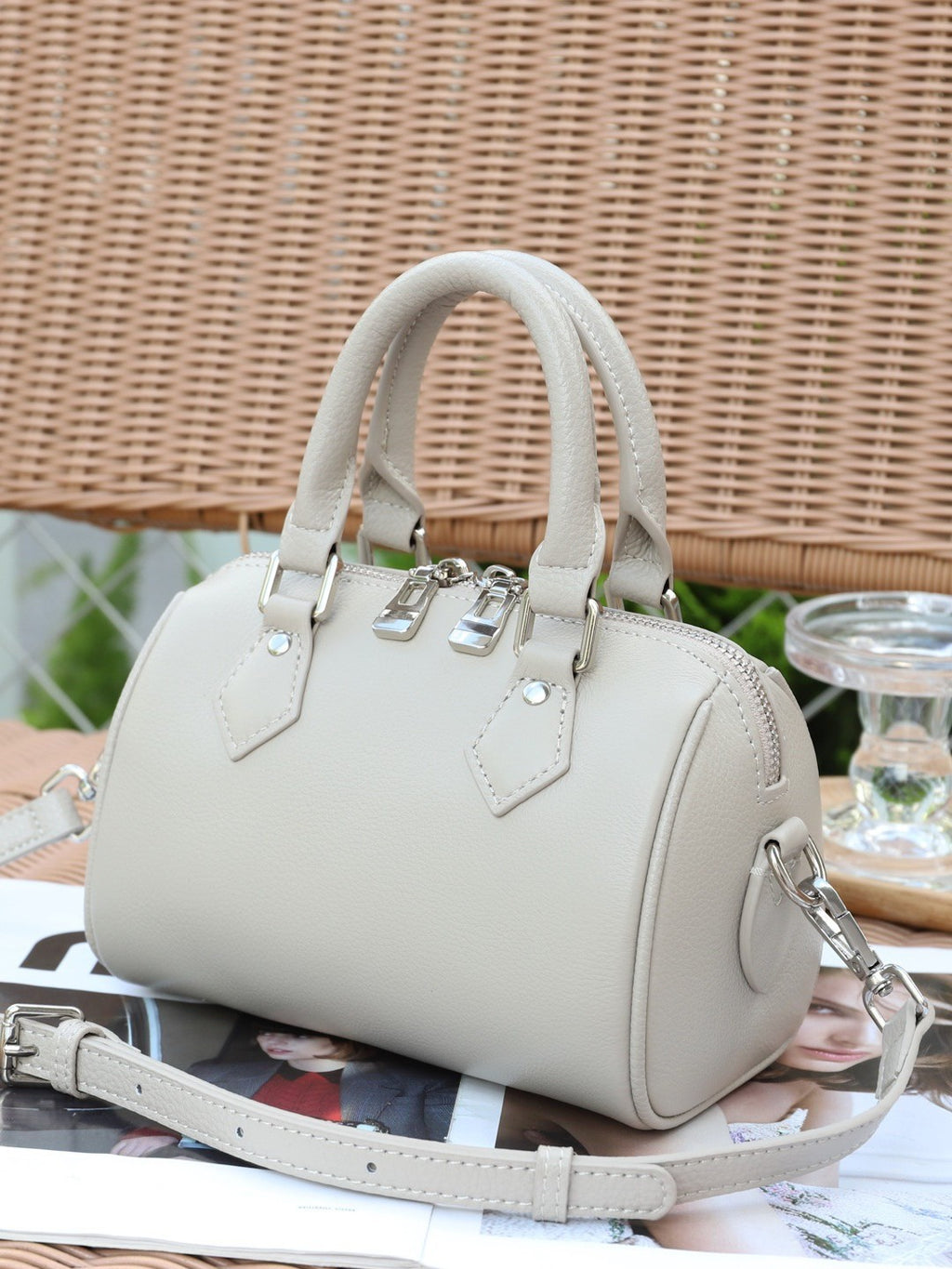Sac pour femmes en cuir à grains supérieurs
