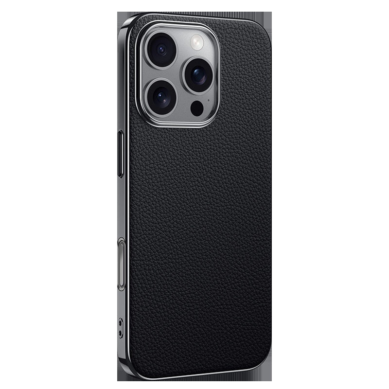 Étui de téléphone en cuir polyvalent et haut de gamme en métal