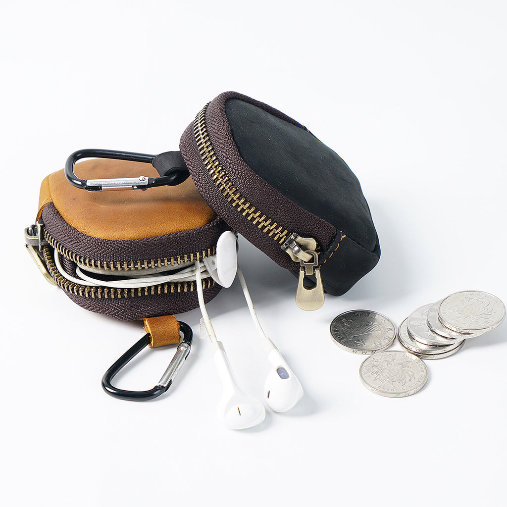 Cowhide Petit portefeuille Zipper Shell