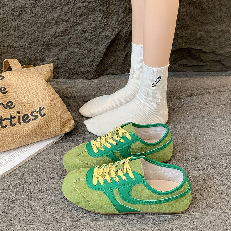 Femmes Contraste panneau Suede Retro Sneakers