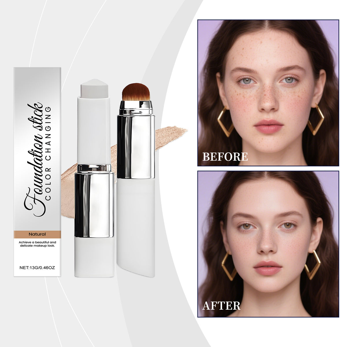 2-in-1 Color Changing Foundation Stick Natural Shade 13g