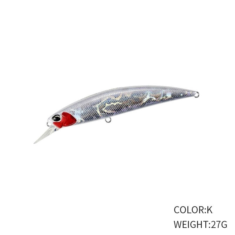 Mino submergé 27g110mm Long lancer Courroie de la bouche de pêche en mer Fausse queue