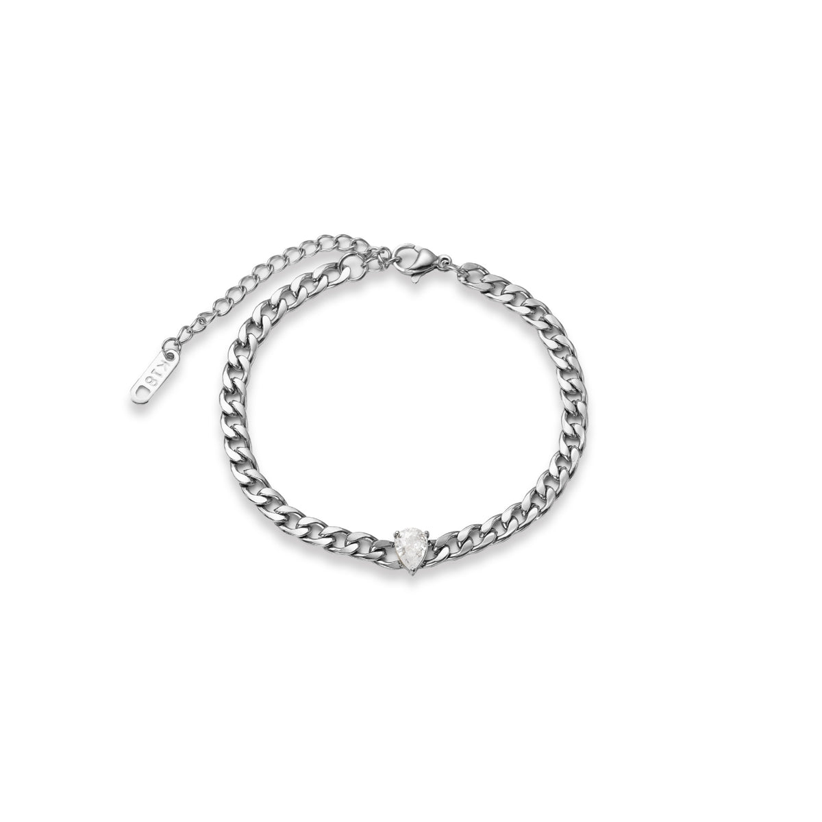 Fashion Titanium Steel Matte Chaîne Eau Drop Zircon Bracelet Set