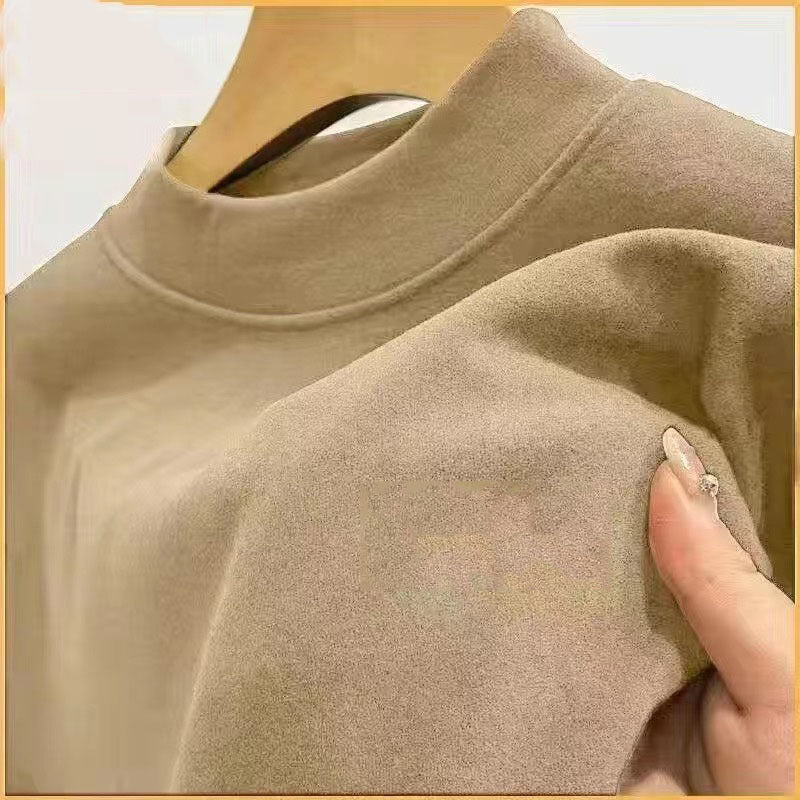 Sous-vêtements pour homme Demi-col tortue couleur unie T-shirt manches longues Vêtements d'automne