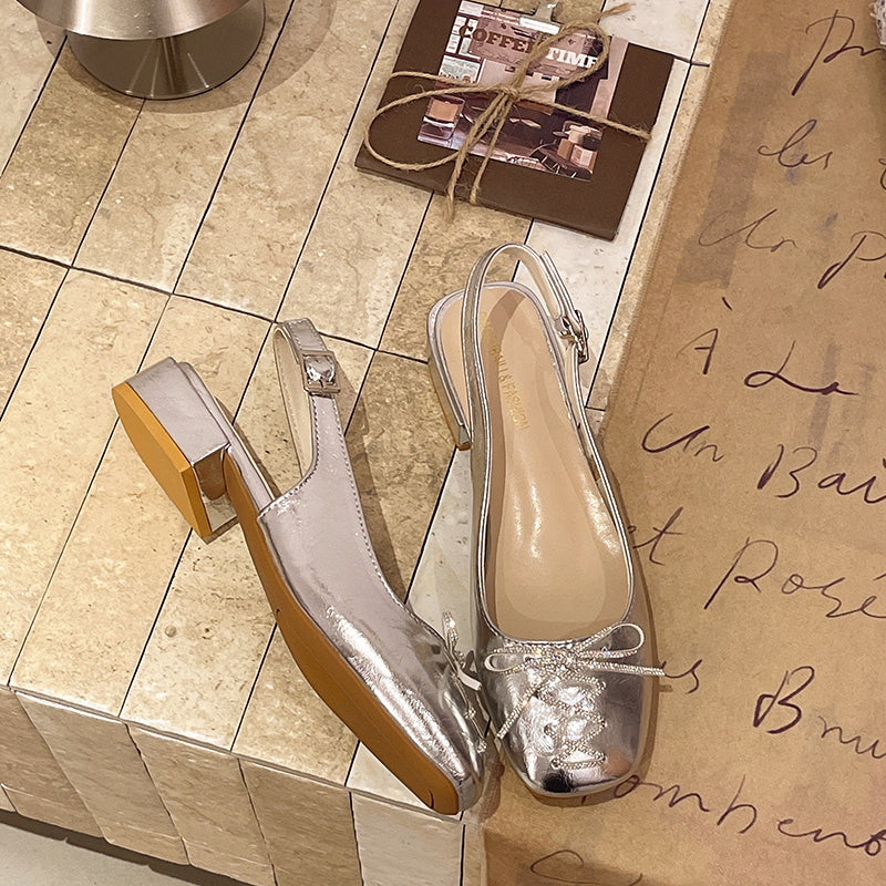 Femmes Silver Strass Bow Mary Jane Sandals