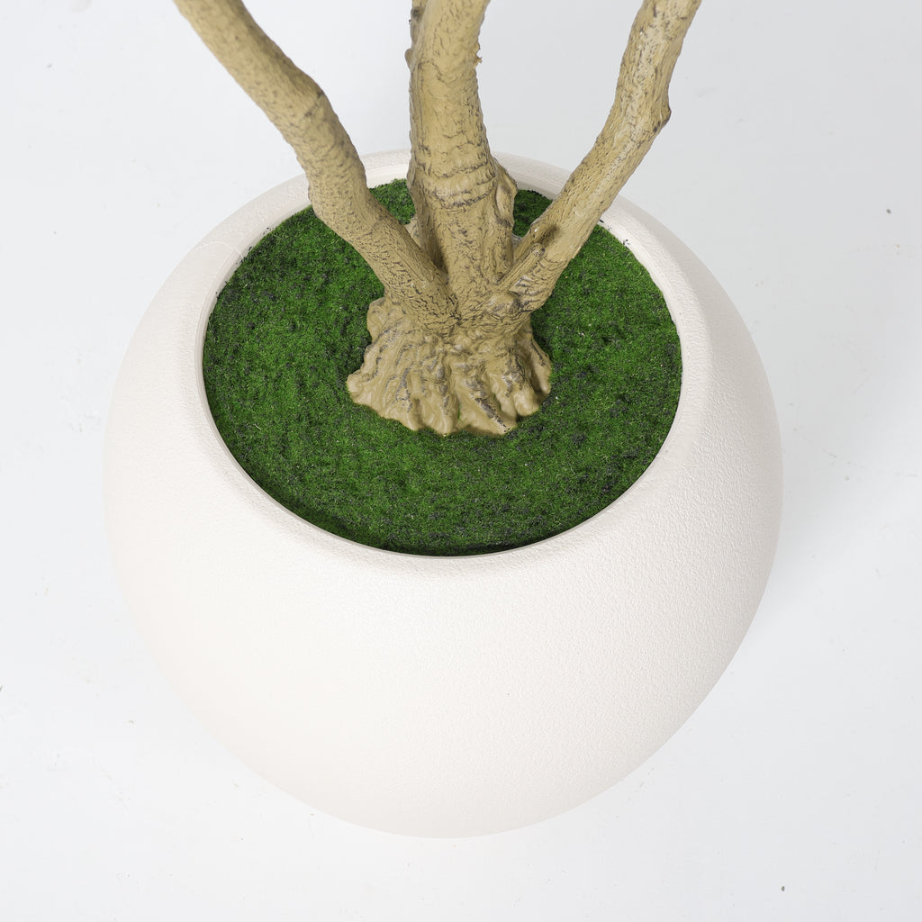 8FT Arbre d'olivier artificiel avec grand planteur blanc décoratif