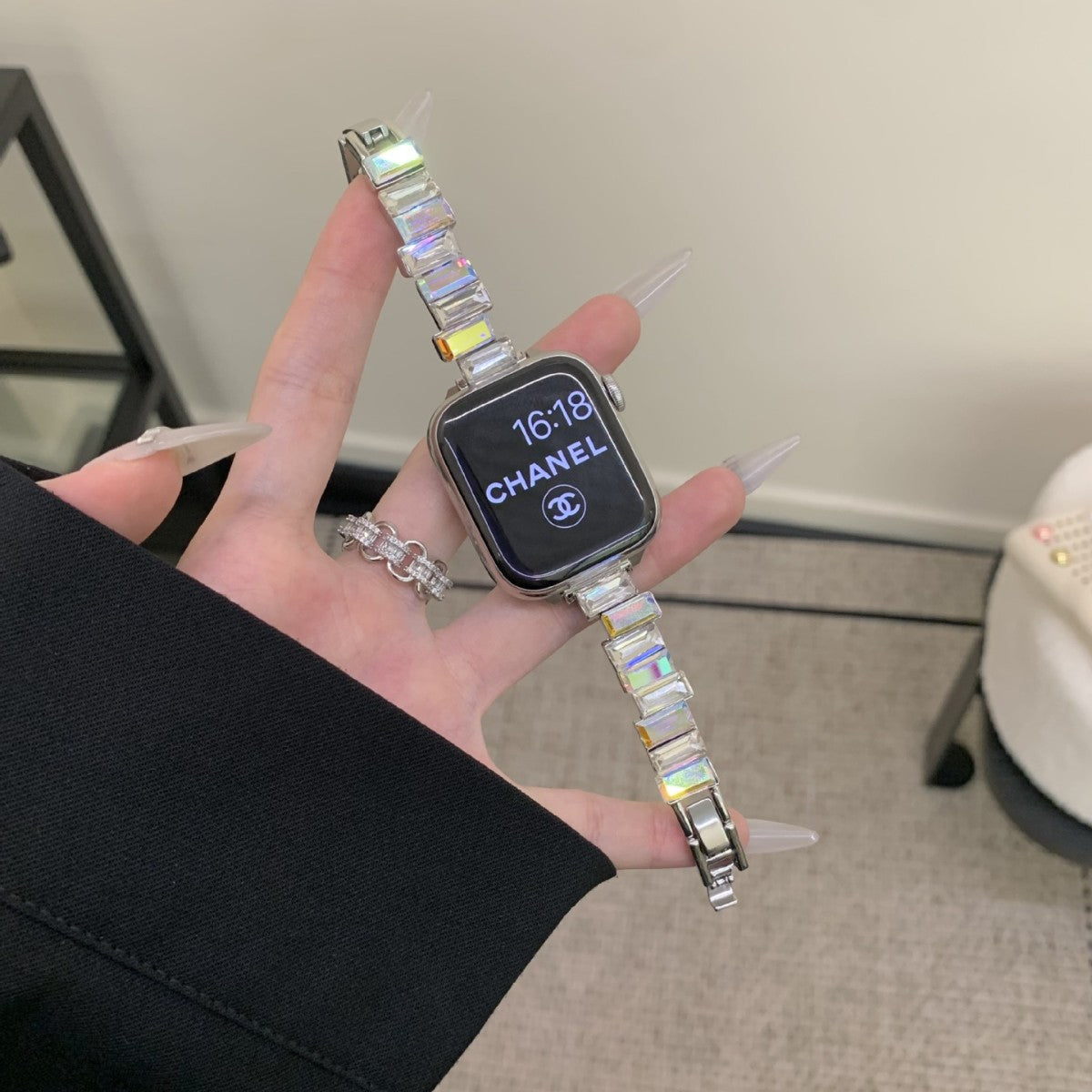 Bracelet de montre de couleur diamant taille carrée irrégulière pour les bandes de montres