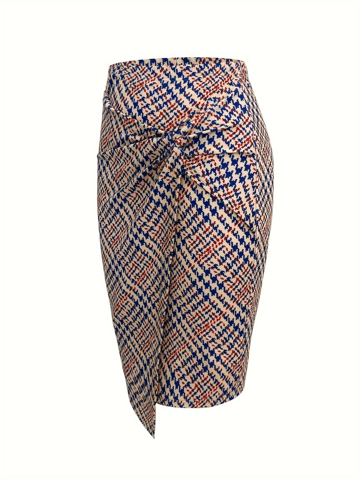 Twist Knot imprimé jupe crayon imprimé Twist-Détails gaine en mélange de lin