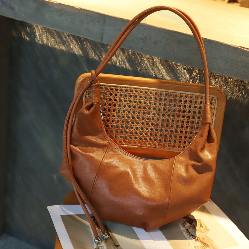 Top grain cowhide croissant bag