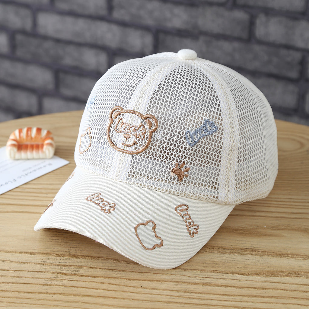 Ours de chance brodé pour enfants Respirant All-netted Brimless Outdoor Sunshade Baseball