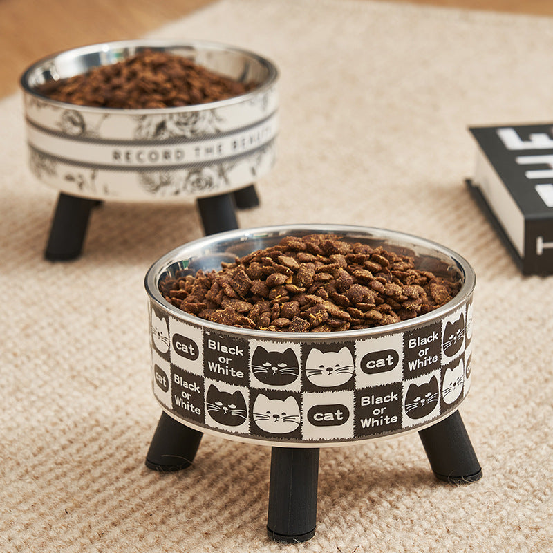 Retro Cat Bol Élevé Acier inoxydable Cat Water Bowl