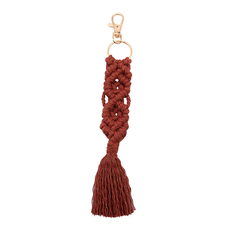 Chaîne de coton tissé à la main Tassel Porte-clés voiture porte-clés sac pendentif ornements