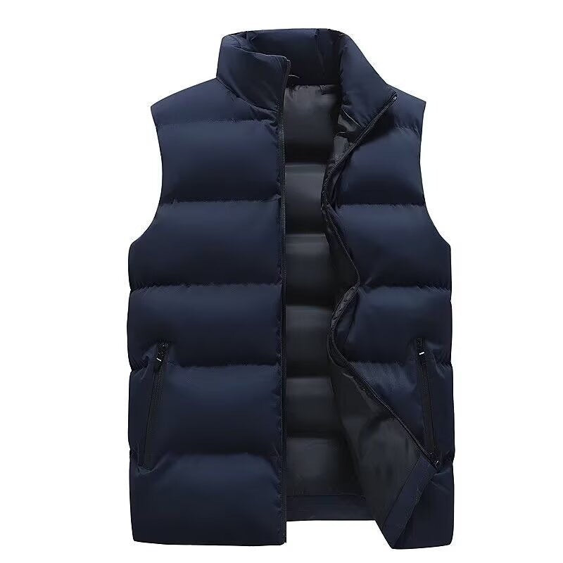 Stand Collar Slim-fit Zipper Cardigan Casual hiver épais Vest Jacket en coton