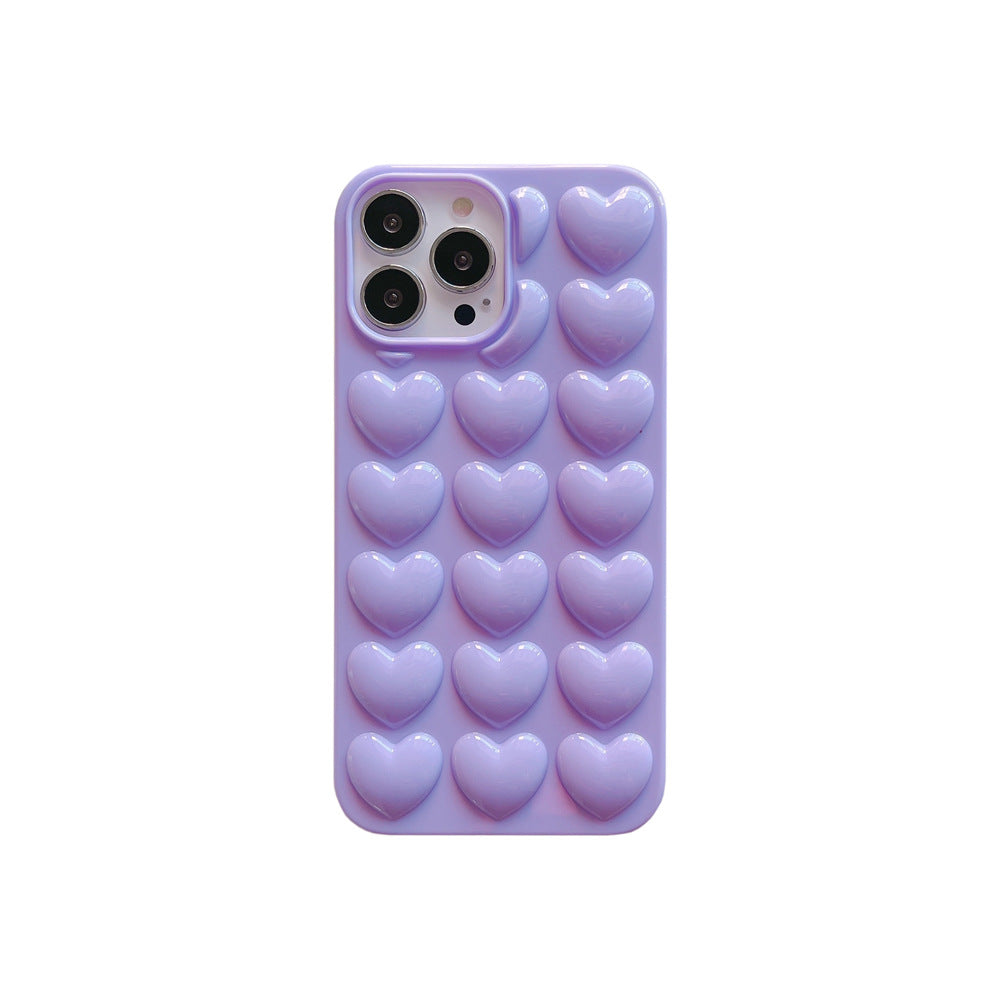 Solid Color Stéréo coeur téléphone mobile Shell