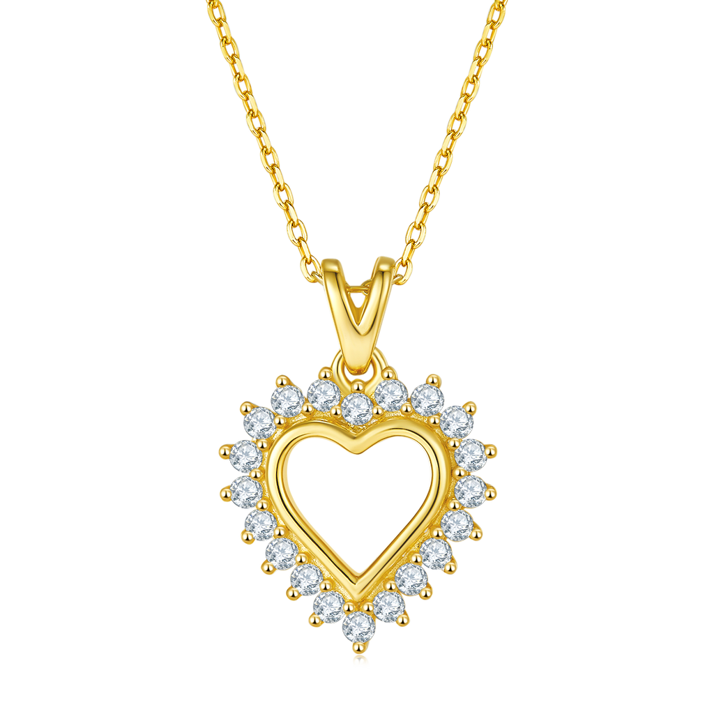 4.1g S925 Collier de coeur en argent sterling 45cm 20 Pierre Sunburst Halo Moissanite Pendentif Wi