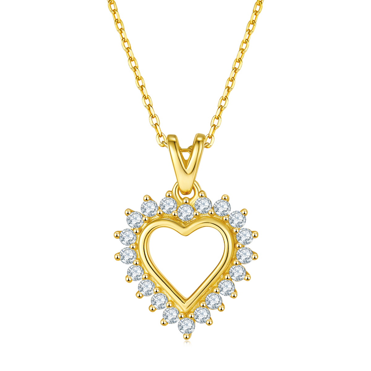 4.1g S925 Collier de coeur en argent sterling 45cm 20 Pierre Sunburst Halo Moissanite Pendentif Wi