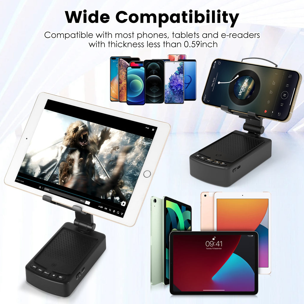 1Pc Cell Phone Stand avec HD Surround Wireless Speaker Power Bank Portable pliable Chargi