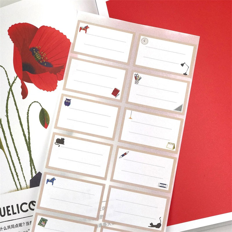 Étiquette de papeterie Blanc Nom d'écriture Sticker Blank Mark