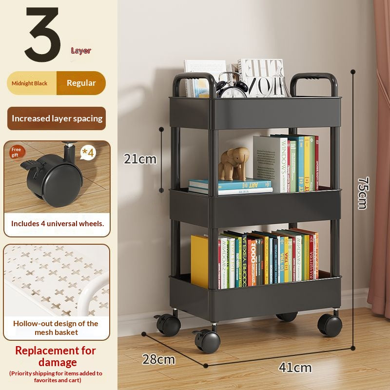 26cm Black-3 Layers-wheels-4 Crochets-stickersPetit panier