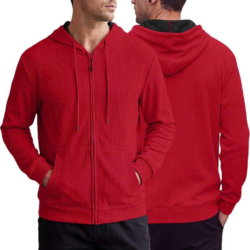 Veste de cardigan à capuche à capuche Jacquard style homme