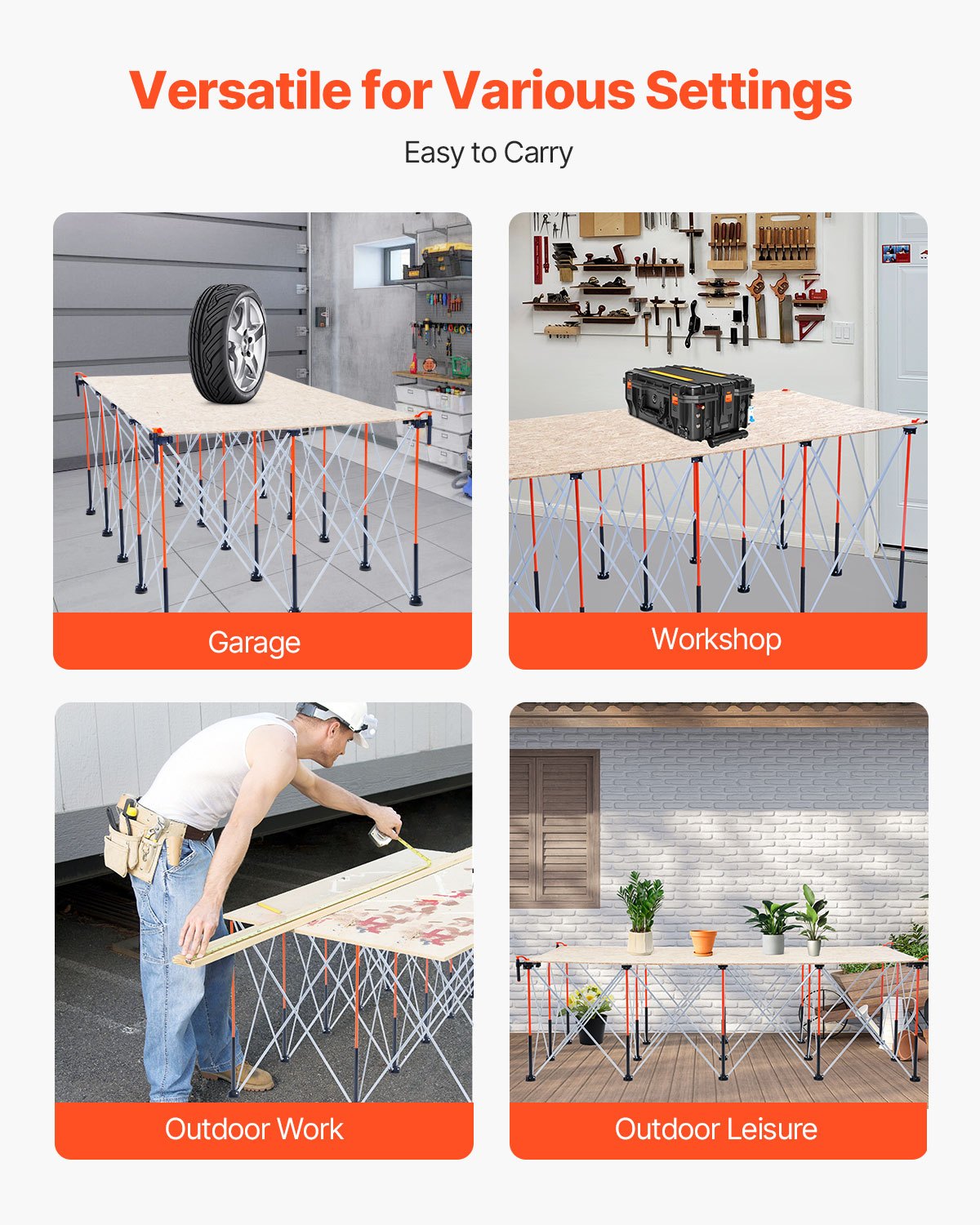 Support de travail pliable portatif 8.02 X 4.12ft Support de travail collapsible 6000lbs Capacité
