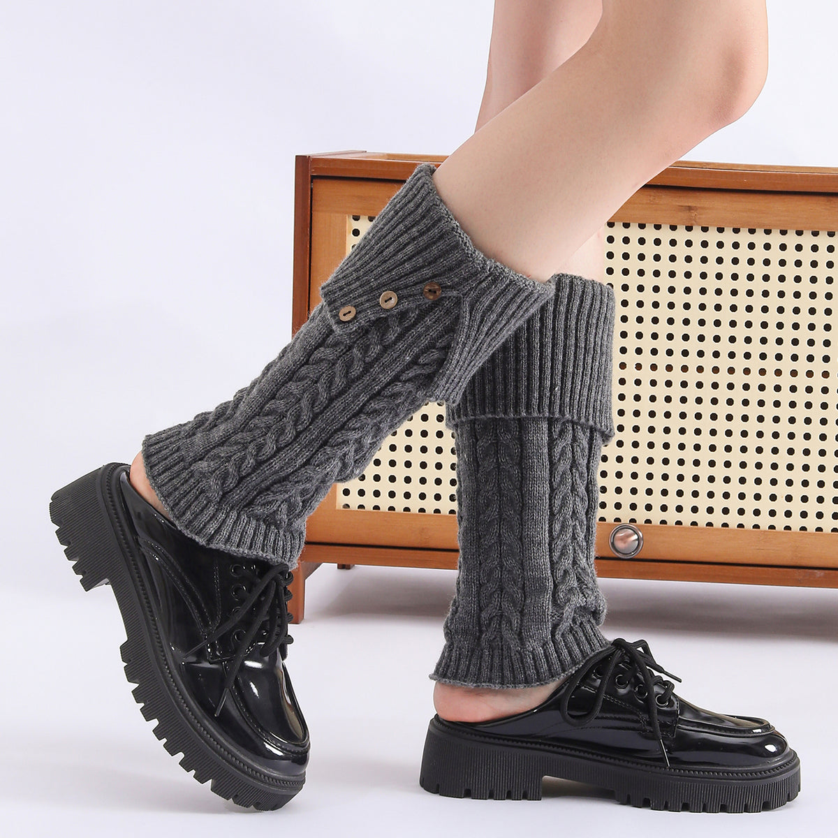 Automne Hiver épais Acrylique tricoté jambes chaud avec rayures modèle slouch Style pour les femmes