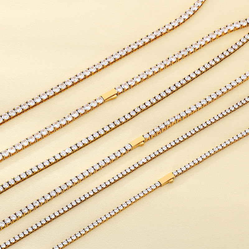 Chaîne de tennis en acier inoxydable sertie de diamants