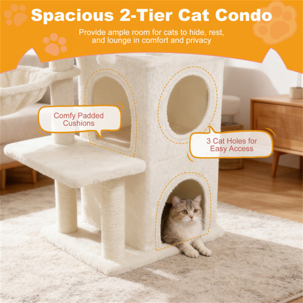 Arbre Cat multi-niveaux Beige 33.5 pouces avec condo 2-Tier
