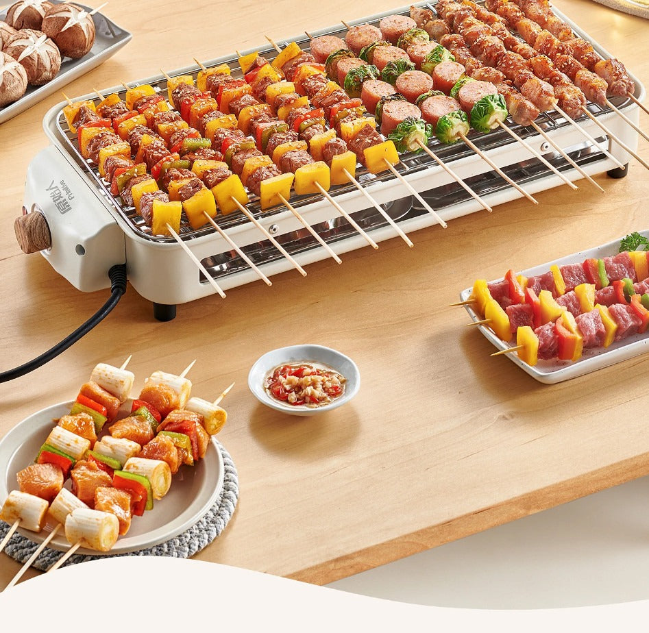 1500W Barbecue électrique Grill 2 En 1 BBQ intérieur plaque de grip sans fumée