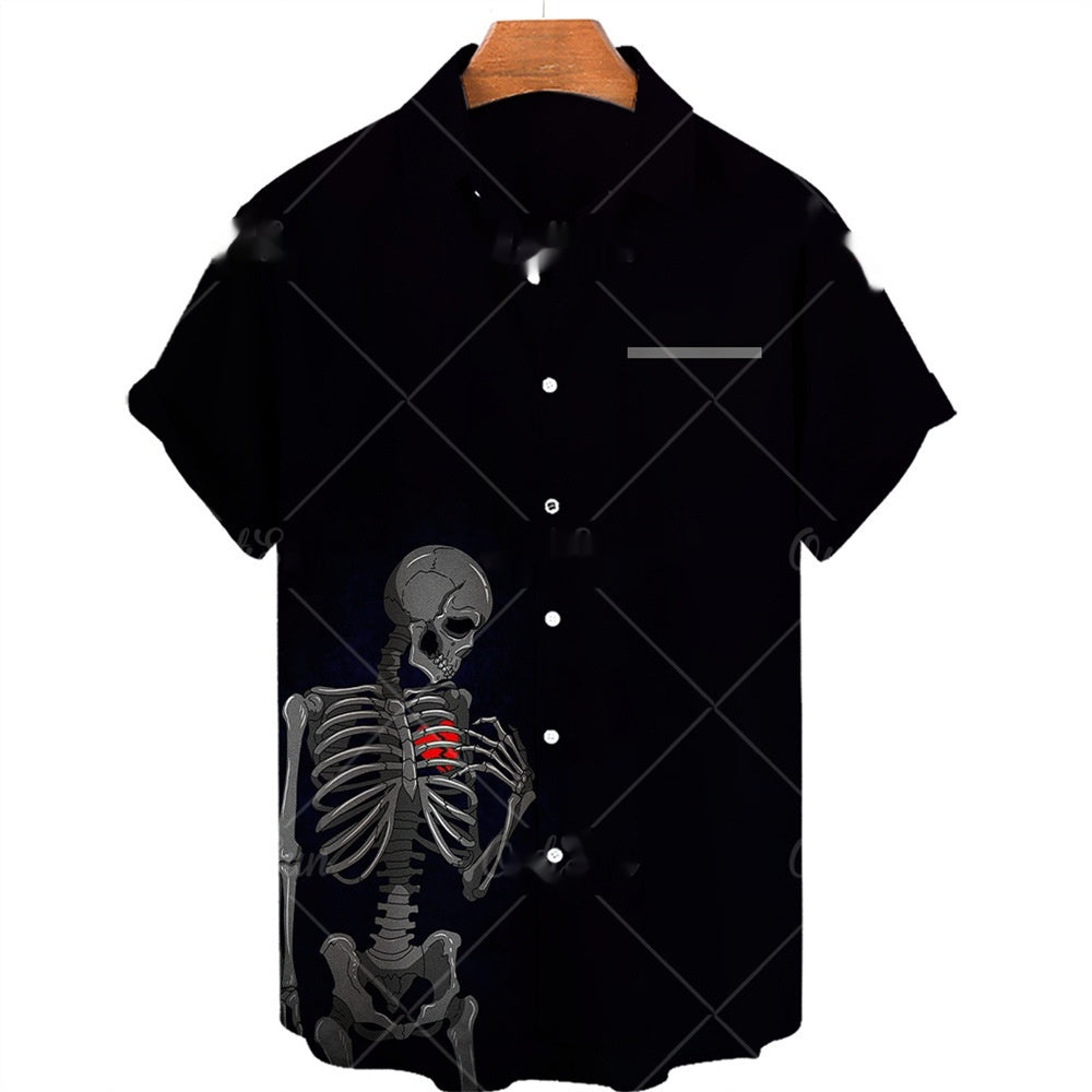 Chemise Lapel 3D numérique à manches courtes homme