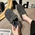 Femmes Laine de base épaisse Birken demi-paquet Pantoufles Buckle Strap Feutre Suede chaud Furry Coton