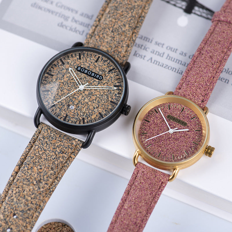 Cork Grain Couple montre mode Casual Wood Grain montre