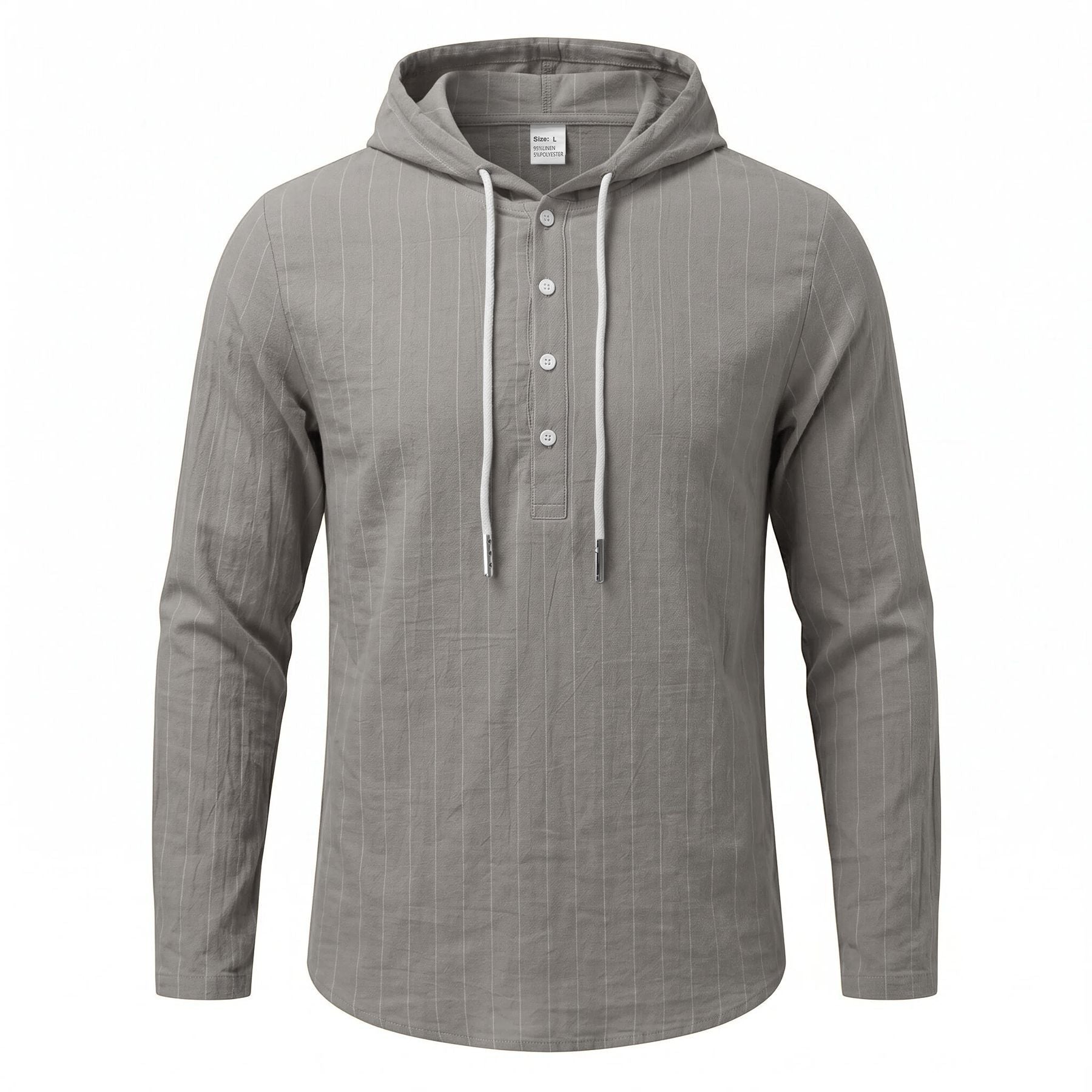 Chemise à manches longues à capuche à rayures verticales pour hommes occasionnels