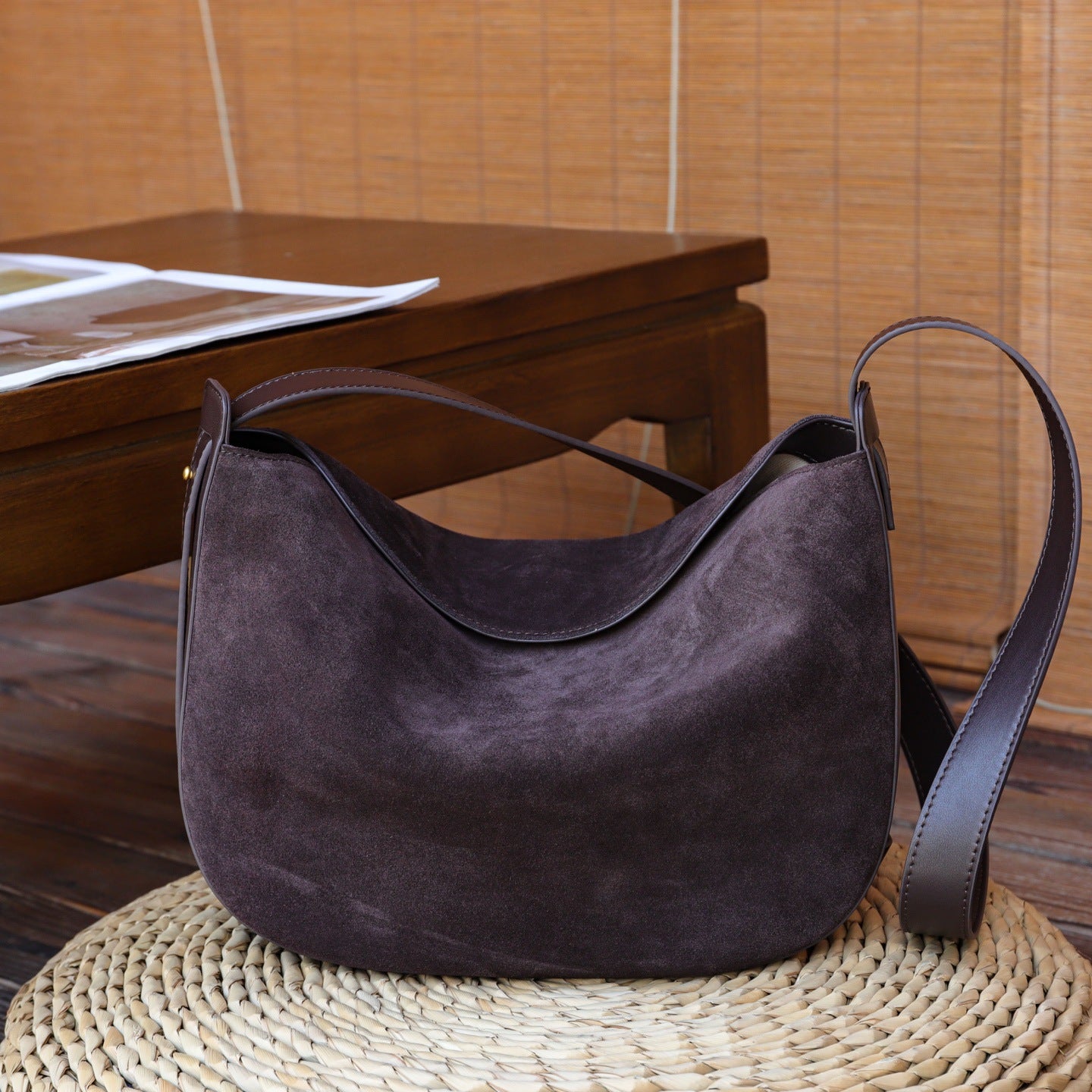 Retro Matte véritable sac sous-arm en cuir pour les femmes