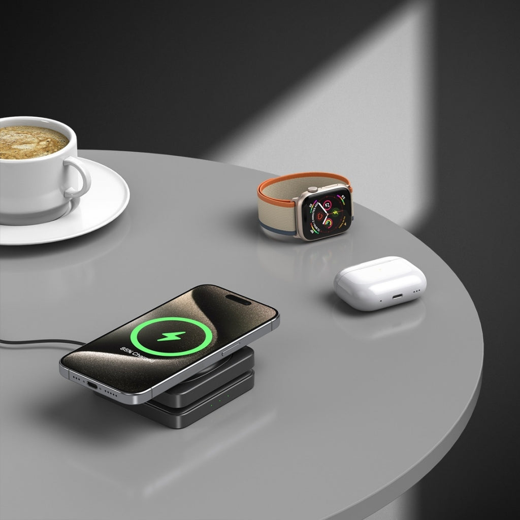 Chargeur sans fil de téléphone mobile magnétique pliant trois en un