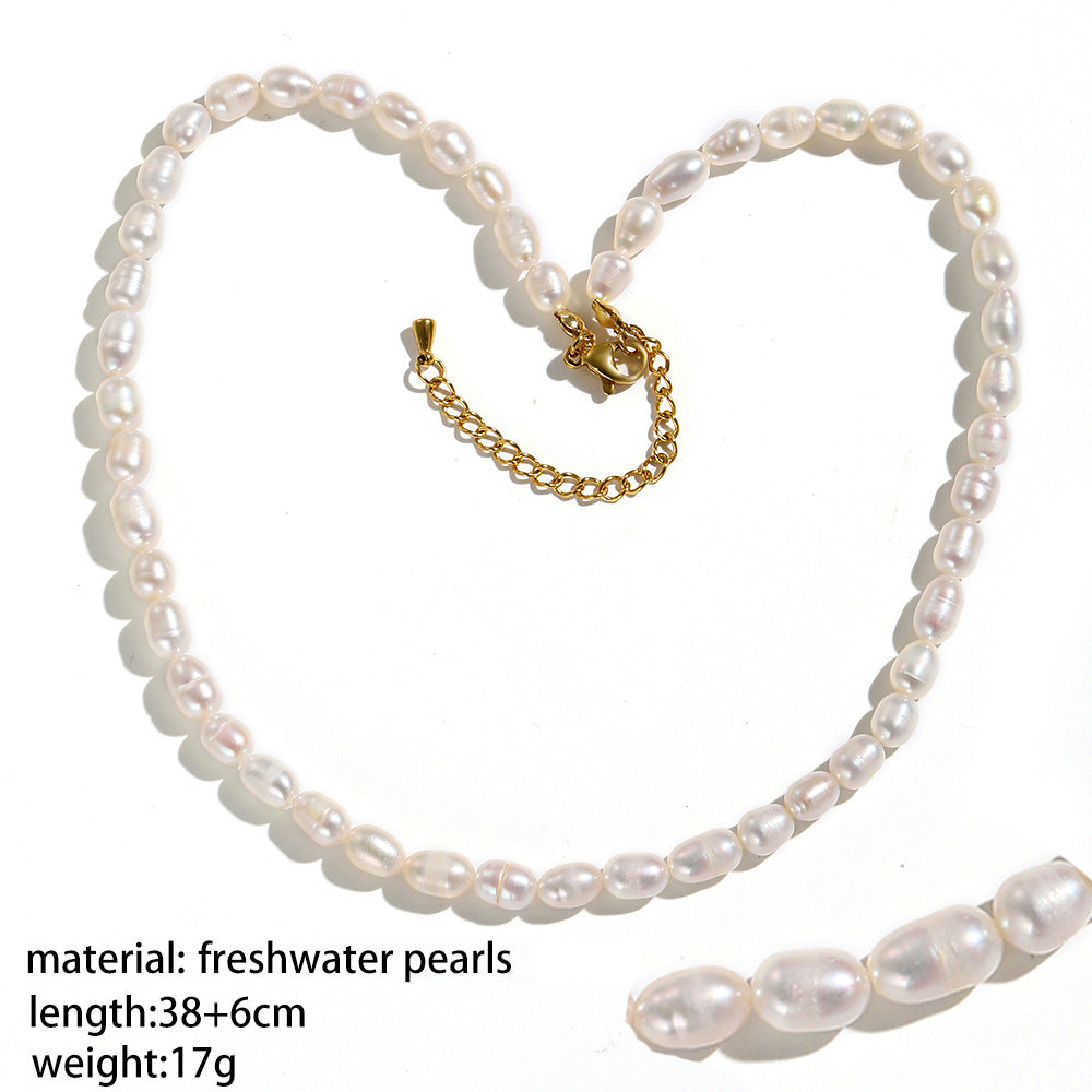 Collier de perles d'eau douce naturel pour les femmes léger luxe minorité style doux cool Clavicl
