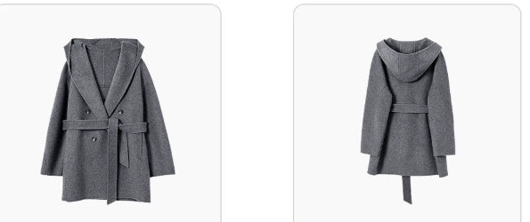 Manteau à capuche surdimensionné col V en cachemire peignoir