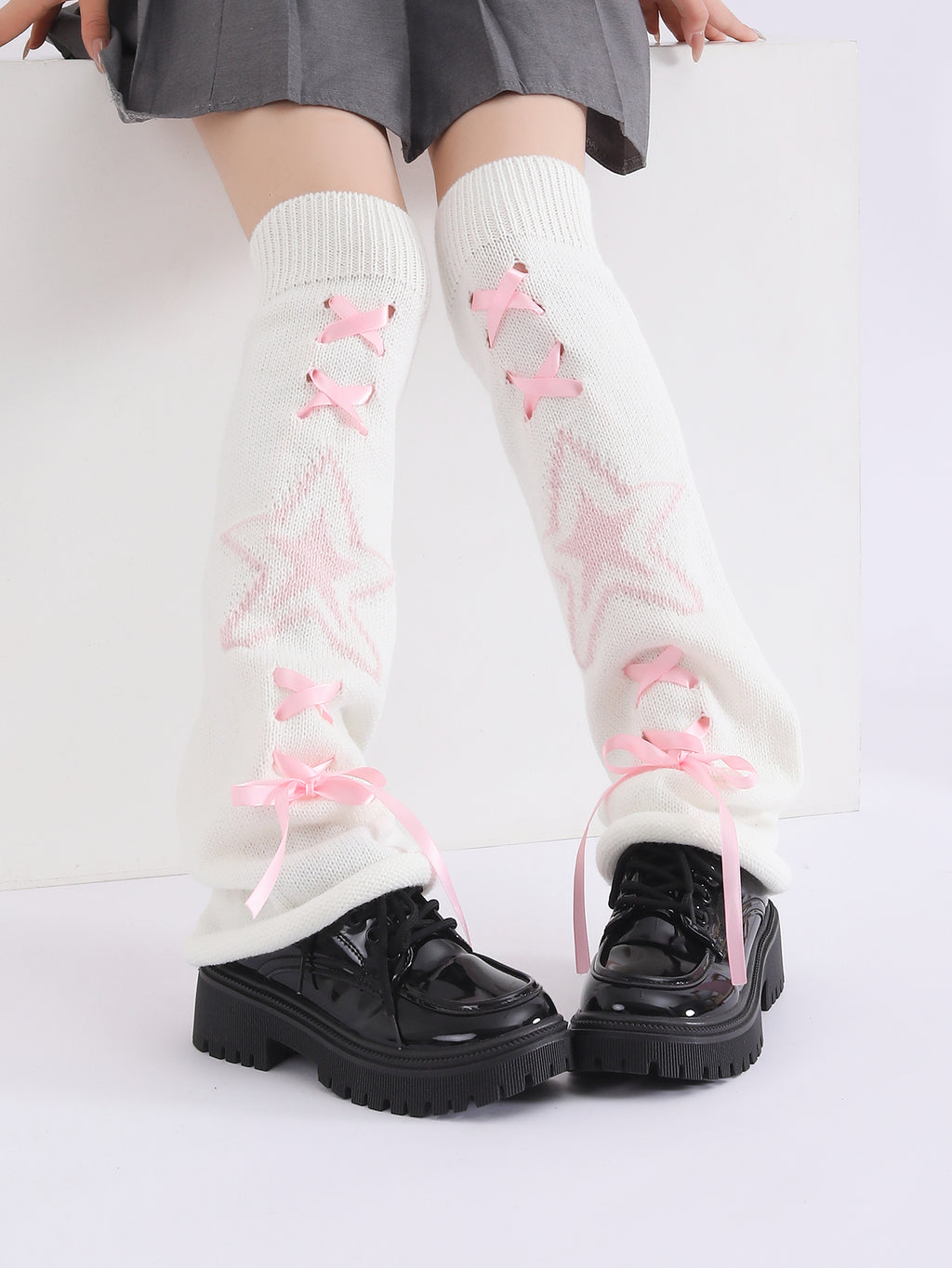 Mode Y2K Gothic tricoté étoilé étoilé jambe chaud couverture jambe