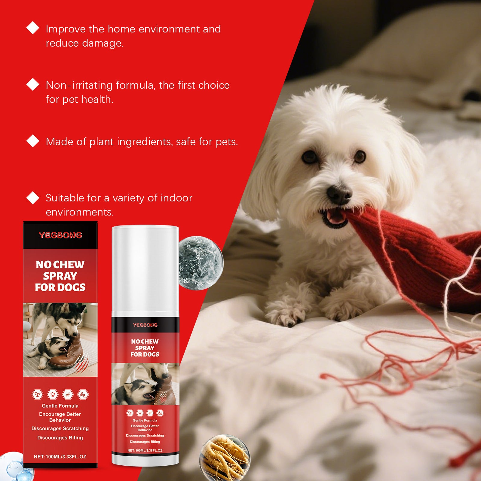 Eggbong Dog Anti-Chew Spray Meubles Protection Chien de chien Anti-Bite Training Spray amer