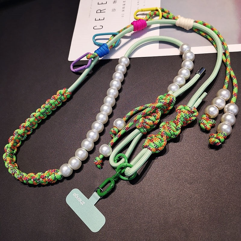 Long Crossbody anti-perte résistant à l'usure durable couleur contrastant tressé téléphoneCamera Lany