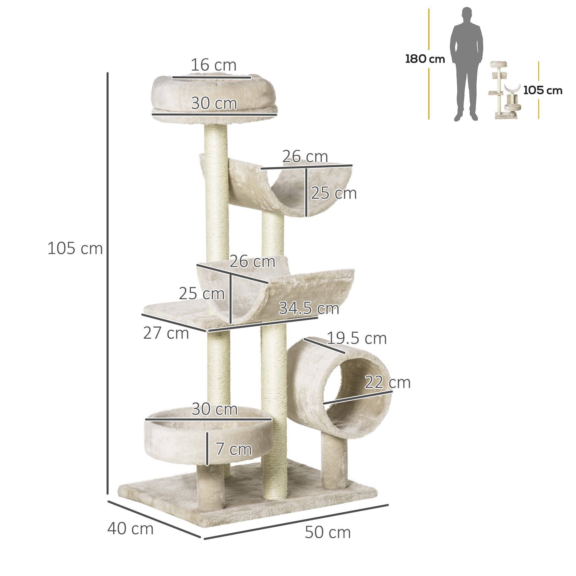 PawHut Arbre de chat pour les chats intérieurs Kitten Pet Scratching Post Perch Centre d'activité Scratcher